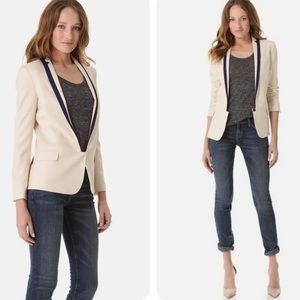 Diane Von Furstenberg Cream Blazer with Navy Trim